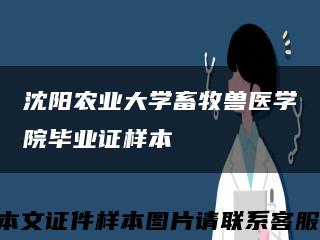 沈阳农业大学畜牧兽医学院毕业证样本缩略图