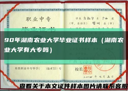 90年湖南农业大学毕业证书样本（湖南农业大学有大专吗）缩略图