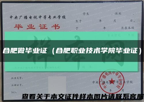 合肥做毕业证（合肥职业技术学院毕业证）缩略图