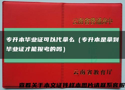 专升本毕业证可以代拿么（专升本是拿到毕业证才能报考的吗）缩略图