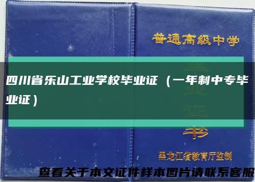 四川省乐山工业学校毕业证（一年制中专毕业证）缩略图