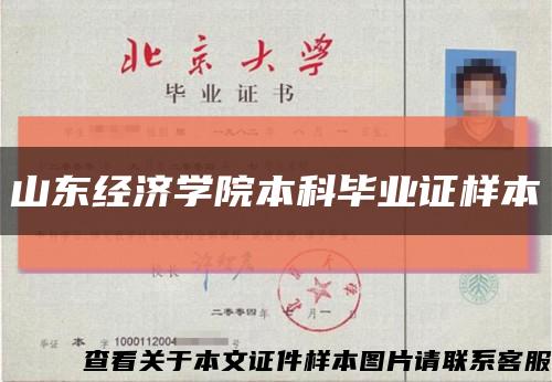 山东经济学院本科毕业证样本缩略图