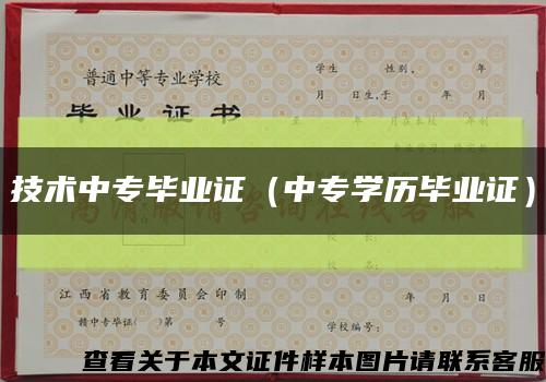 技术中专毕业证（中专学历毕业证）缩略图