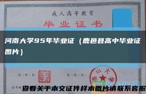 河南大学95年毕业证（鹿邑县高中毕业证图片）缩略图