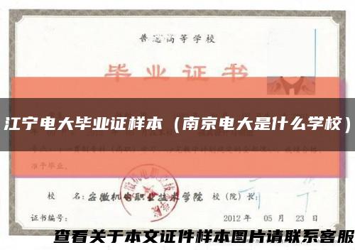 江宁电大毕业证样本（南京电大是什么学校）缩略图