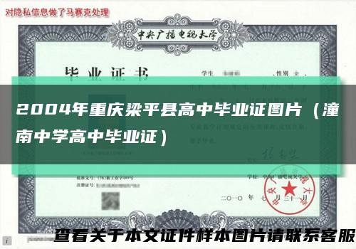 2004年重庆梁平县高中毕业证图片（潼南中学高中毕业证）缩略图