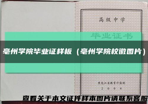 亳州学院毕业证样板（亳州学院校徽图片）缩略图