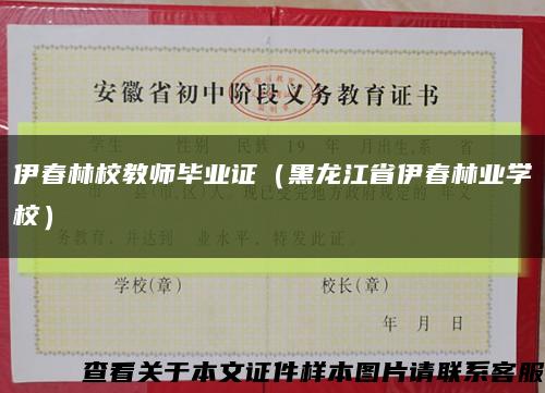 伊春林校教师毕业证（黑龙江省伊春林业学校）缩略图