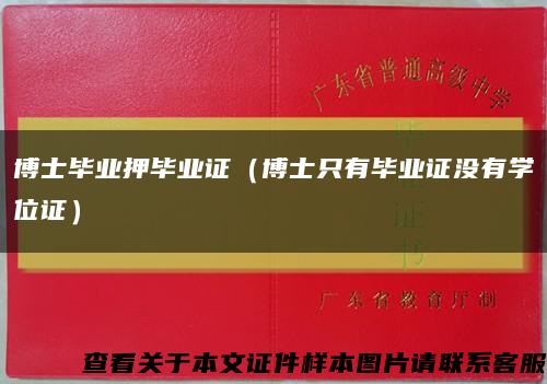 博士毕业押毕业证（博士只有毕业证没有学位证）缩略图
