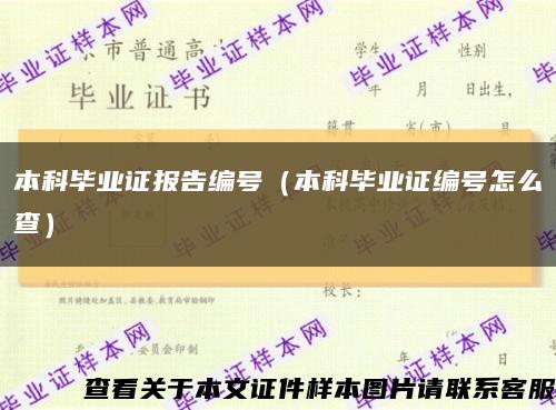 本科毕业证报告编号（本科毕业证编号怎么查）缩略图