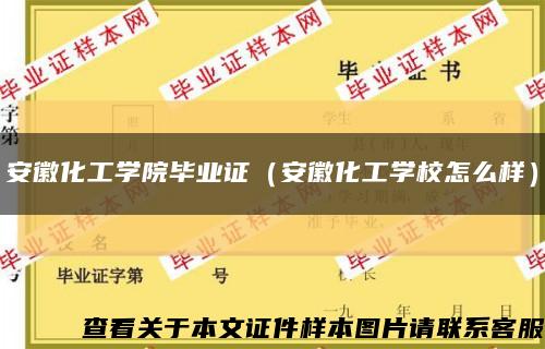 安徽化工学院毕业证（安徽化工学校怎么样）缩略图