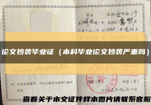 论文抄袭毕业证（本科毕业论文抄袭严重吗）缩略图