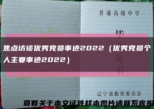 焦点访谈优秀党员事迹2022（优秀党员个人主要事迹2022）缩略图