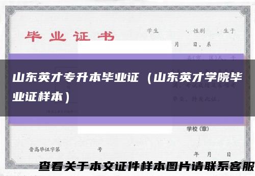 山东英才专升本毕业证（山东英才学院毕业证样本）缩略图