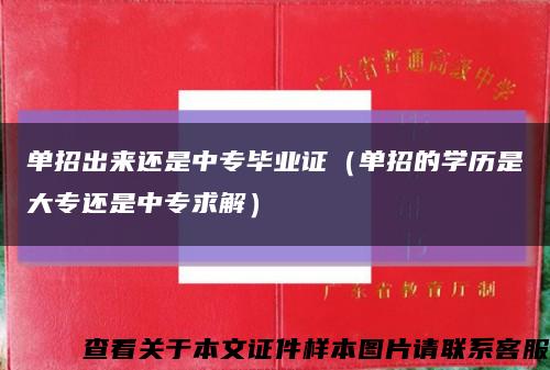 单招出来还是中专毕业证（单招的学历是大专还是中专求解）缩略图