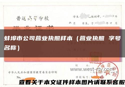 蚌埠市公司营业执照样本（营业执照 字号名称）缩略图