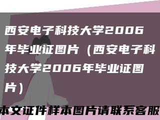 西安电子科技大学2006年毕业证图片（西安电子科技大学2006年毕业证图片）缩略图