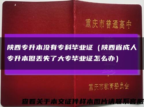 陕西专升本没有专科毕业证（陕西省成人专升本但丢失了大专毕业证怎么办）缩略图