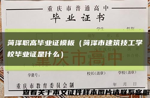 菏泽职高毕业证模板（菏泽市建筑技工学校毕业证是什么）缩略图