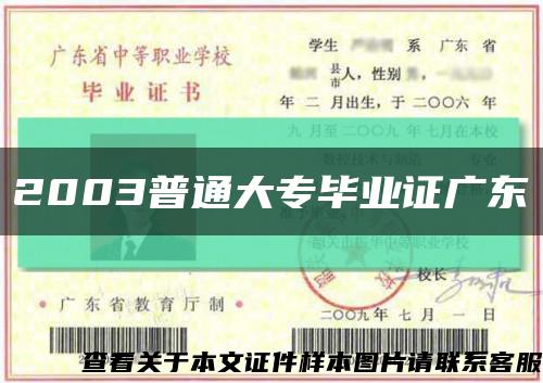 2003普通大专毕业证广东缩略图