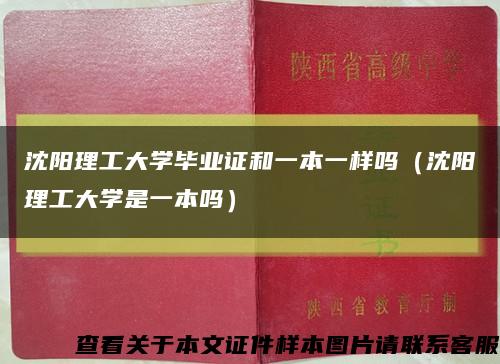 沈阳理工大学毕业证和一本一样吗（沈阳理工大学是一本吗）缩略图