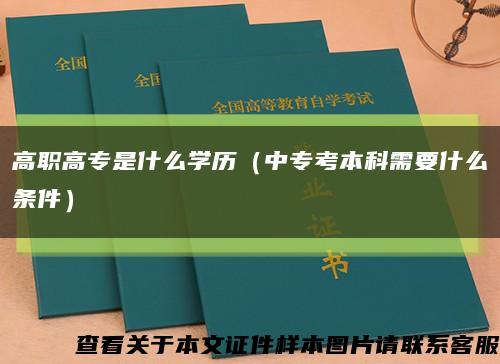 高职高专是什么学历（中专考本科需要什么条件）缩略图