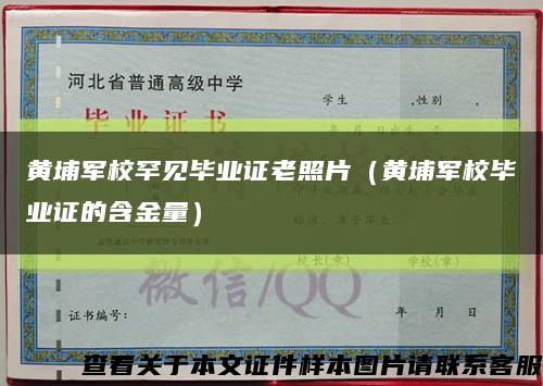 黄埔军校罕见毕业证老照片（黄埔军校毕业证的含金量）缩略图