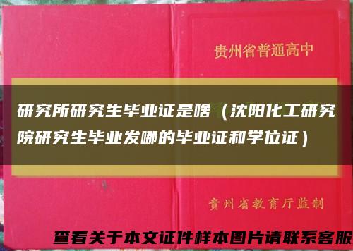 研究所研究生毕业证是啥（沈阳化工研究院研究生毕业发哪的毕业证和学位证）缩略图