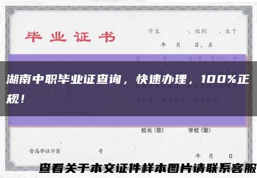 湖南中职毕业证查询，快速办理，100%正规！缩略图