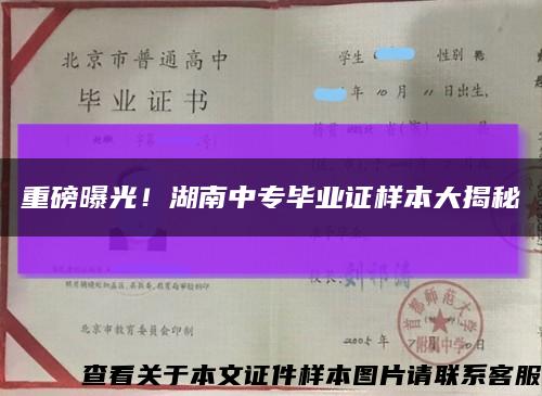 重磅曝光！湖南中专毕业证样本大揭秘缩略图