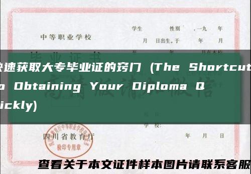 快速获取大专毕业证的窍门 (The Shortcut to Obtaining Your Diploma Quickly)缩略图
