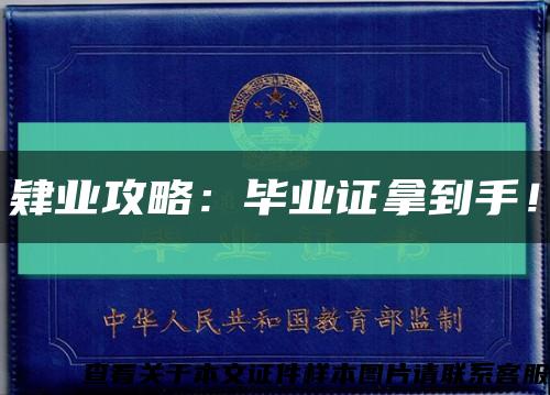 肄业攻略：毕业证拿到手！缩略图