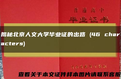 揭秘北京人文大学毕业证的出路 (46 characters)缩略图
