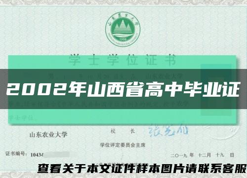 2002年山西省高中毕业证缩略图