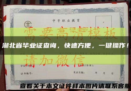 湖北省毕业证查询，快速方便，一键操作！缩略图