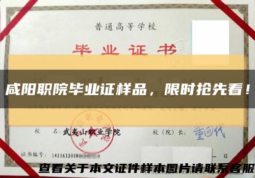 咸阳职院毕业证样品，限时抢先看！缩略图