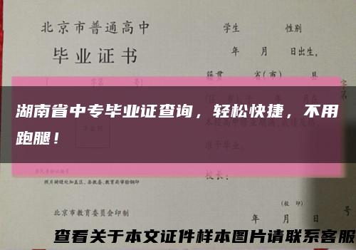 湖南省中专毕业证查询，轻松快捷，不用跑腿！缩略图