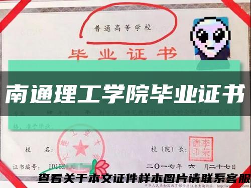 南通理工学院毕业证书缩略图