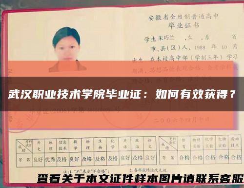 武汉职业技术学院毕业证：如何有效获得？缩略图