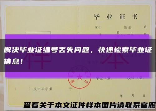 解决毕业证编号丢失问题，快速检索毕业证信息！缩略图