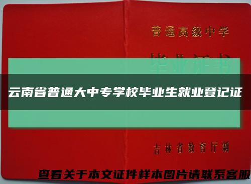 云南省普通大中专学校毕业生就业登记证缩略图