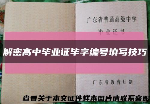解密高中毕业证毕字编号填写技巧缩略图