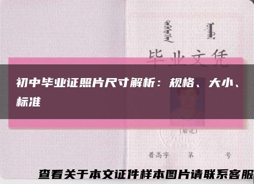 初中毕业证照片尺寸解析：规格、大小、标准缩略图