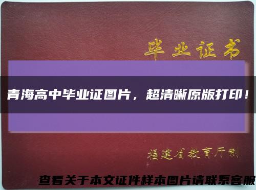 青海高中毕业证图片，超清晰原版打印！缩略图