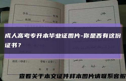 成人高考专升本毕业证图片-你是否有这份证书？缩略图