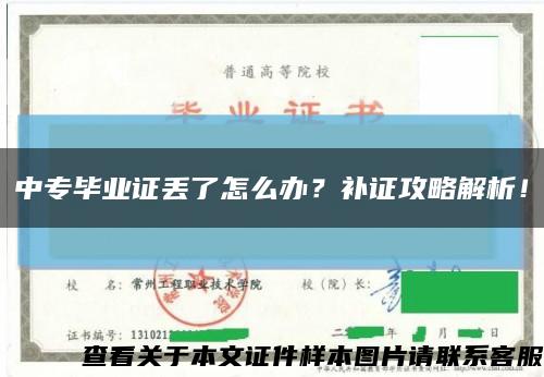 中专毕业证丢了怎么办？补证攻略解析！缩略图