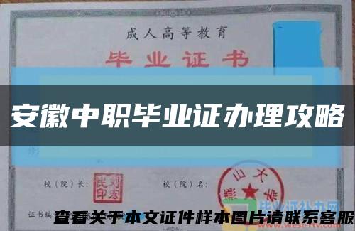安徽中职毕业证办理攻略缩略图