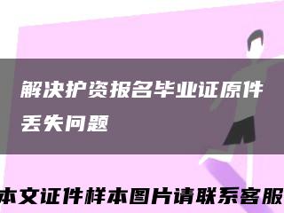 解决护资报名毕业证原件丢失问题缩略图