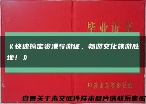《快速搞定贵港导游证，畅游文化旅游胜地！》缩略图