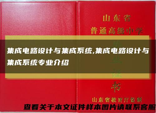 集成电路设计与集成系统,集成电路设计与集成系统专业介绍缩略图